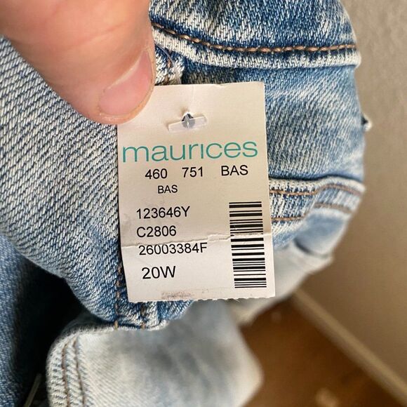 Maurices Vintage Mini Denim Skirt 20 Plus Size Button Zip Fly Raw Hem NWT 20W - Picture 3 of 5